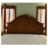 King Size Ornate Wood Bed Frame & Mattress - Lots 478, 479 and 480 are Coordinating