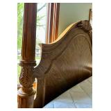 King Size Ornate Wood Bed Frame & Mattress - Lots 478, 479 and 480 are Coordinating
