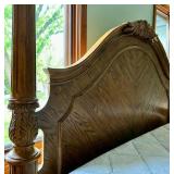 King Size Ornate Wood Bed Frame & Mattress - Lots 478, 479 and 480 are Coordinating