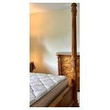 King Size Ornate Wood Bed Frame & Mattress - Lots 478, 479 and 480 are Coordinating
