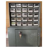 Metal Hardware Organizer Cabinet With Assorted Fasteners