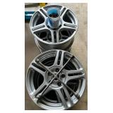 Set of 4 Silver 5-spoke Alloy Wheels With Lug Nuts