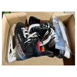 Mixed Sports Gear Lot With Bauer Skates, Horseshoes & Basketballs