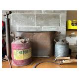 Vintage Farm Oil Cans & Metal Tub Mixed Lot