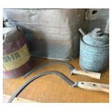 Vintage Farm Oil Cans & Metal Tub Mixed Lot