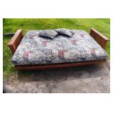 Wood Framed Futon With Baseball Themed Mattress