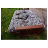 Wood Framed Futon With Baseball Themed Mattress