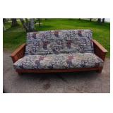 Wood Framed Futon With Baseball Themed Mattress