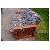 Wood Framed Futon With Baseball Themed Mattress