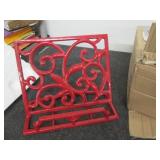Red metal stand...
