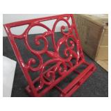 Red metal stand...