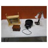 Display Case, Jewelry Box, Desk Lamp, Fondue Pot