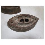 Vintage Irons & Heavy Steel Enameled Pot