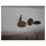 Gold?? Cuff Links, Pocket Watch, Pins