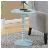 Convenience Concepts Palm Beach Spindle Table 17.75" - Traditional Round End Table for Living Room, Turned Solid Wood Side Table, Classic Display Pedestal Table, Sea Foam Blue | Retail $67