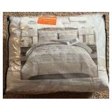 King Richmond Park Marina Stripe 8-pc. Floral Complete Bedding Set with Sheets | Comforter, 2 Shams, Flat Sheet, Fitted Sheet, 2 Pillow Cases, Bed Skirt | Retail $80