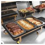 Amhier Chafing Dishes for Buffet 9Qt 4 Pack [Multi-Size Food Pans] Stainless Steel Chafing Dishes [Sturdy and Durable] Chafing Dish Buffet Set for Weddings & Parties Retail $200