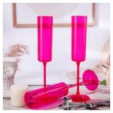 Ciaell 20 Pack Plastic Champagne Flutes - Pink - 6 Oz Disposable Champagne Glasses for Party Birthday Anniversary Wedding Christmas