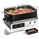 N21NA Pro Slow Cooker 10 Quart, 8-in-1 Programmable PFOA-Free Ceramic Coated Multi-Cooker with Grill Pan, Steaming Plate (Includes Silicone Spoon & Tongs) | Retail $250