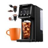 Hot Iced Coffee Maker with Bold Setting, Single Serve Coffee Maker for K Cup and Grounds, 6-14 oz Brew Sizes, 50 oz Removable Water Tank, One Cup Coffee Machine, Black | Retail $65