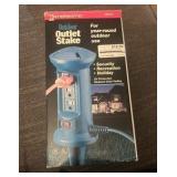 3-Outlet Outdoor Power Stake Green - security, recreation, holiday lights - Retail $18.99