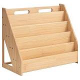 5 Tier Pine Wood Bookshelf Book Holder Wooden Kid