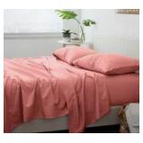 Queen - Premium Sheet Set 2 Pillow Cases, 1 Fitted Shest and 1 Flat Sheet 100% Microfiber Polyester Clay Pink Color