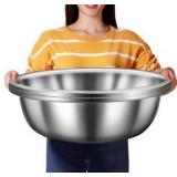2 Pack Large Mixing Bowl 20 Qt Oversized All Purpose 304 Stainless Steel Polished Mirror Flat Base Metal Bowl for Home or Commercial Prepping Baking Mixing Marinating | Retail $75