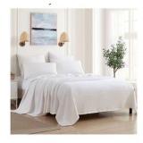 King - Sweet Home Collection 100% Fine Cotton Luxurious Basket Weave Blanket, White King Sized Bed 100% Cotton
