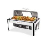 ROVSUN 9 QT Roll Top Rectangular Chafing Dish Buffet Set with Full-Size Pan & Visible Window One Chafing Set High Quality