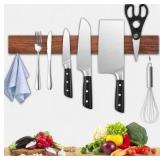 Magnetic knife holder for wall, No Drilling 20 Inch walnut knife magnetic strip, Powerful knife magnet rack, include Adhesive Tape and screws for Knives, Utensils, and Tools - Retail $45