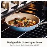 Redchef 11” sauté pan and glass lid - non stick - Stainless Steel Handle, Dishwasher & Oven Safe