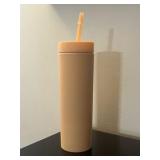 Strata 16 oz tumbler with cover and plastic straw | color apricot