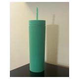 Strata 16 oz tumbler with cover and plastic straw | color sea foam