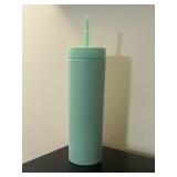 Strata 16 oz tumbler with cover and plastic straw | color mint