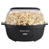 West Bend Stir Crazy Hot Oil Popcorn Popper, Popcorn Maker Machine with Large Serving Bowl Lid and Stirring Rod, 6 Qt, Black - Retail $66
