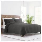 King - Casual Comfort Premium Ultra Soft Herringbone Pattern Quilted Coverlet Set - 1 quilt 2 shams - Gray Color - Retail $120