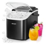 ecozy Portable Ice Makers Countertop, 8 Cubes in 6 Mins, 26lbs/Day, Bullet Ice Maker Machine with 2 Ice Sizes, Self-Cleaning Ice Maker with Carry Handle for Home/Kitchen/Party/Travel - 2026 Version