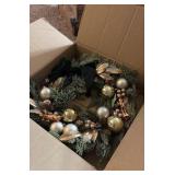 Decorative Christmas Holiday Wreath With Christmas Balls, Gold Accents and Decorations
