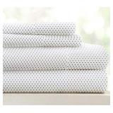 Queen - Double-Brushed Patterned Microfiber Queen Sheet Set 4 Piece – Oeko-TEX Certified Ultra Soft & Wrinkle-Free - 16" Deep Pocket Sheets - Easy Care Queen Size - Stippled Gray