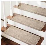 Carpet Stair Treads Ultra Plush 9.5" X 30"Soft Bullnose Indoor Stair Protectors Pet-Friendly Cream Colored Set of 7