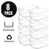 8 pack  Clear Plastic Storage Bins, Small Fridge Organizer Kitchen Organizers and Storage Containers Bathroom Organization and Storage Bin for Makeup Organizer, fruits, Chips, Perfume, Skin Care, craf