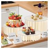 3 piece white foldable buffet display riser - 15 high 23 high 31 high
