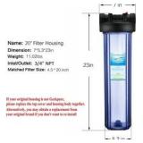 Geekpure 20” whole house water filter housing only - 3/4NPT - plastic port - fits standard size 4.5”x20” filter
