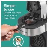 Hamilton Beach The Scoop Single Serve Coffee Maker & Fast Grounds Brewer for 8-14oz. Cups, Brews in Minutes, 40oz. Removable Reservoir, Stainless Steel | Retail $67