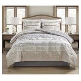 King Richmond Park Marina Stripe 8-pc. Floral Complete Bedding Set with Sheets | Comforter, 2 Shams, Flat Sheet, Fitted Sheet, 2 Pillow Cases, Bed Skirt | Retail $80