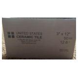 3x12 White Ceramic Tiles. Partial Box. Bright White. Approximately 20 tiles in box.