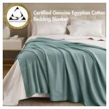 Full/Queen Madison Park 100% Egyptian Cotton Lightweight Summer Blanket, Breathable Waffle Knit Design, Soft Cozy All-Season Throw for Bed, Couch or Sofa, Teal Full/Queen Size (90"x90“)