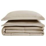 Full/Queen - London Fog Garment Washed Solid Comforter Set Khaki Microfiber 3-Piece Full/Queen Comforter Set, Solid Themed, Adult and Teen, 1 - 90x90 Quilt 2 - Standard Shams