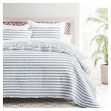 King - Becky Cameron All Season 3 Piece Jacobean/Stripe Reversible Quilt Set with 2 Shams | Retail $115